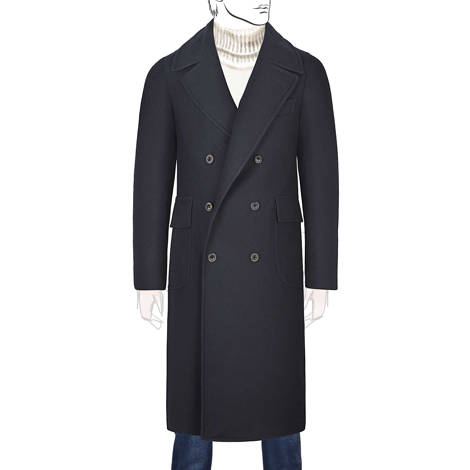 Mariano Rubinacci - Blue super 200's wool ulster coat
