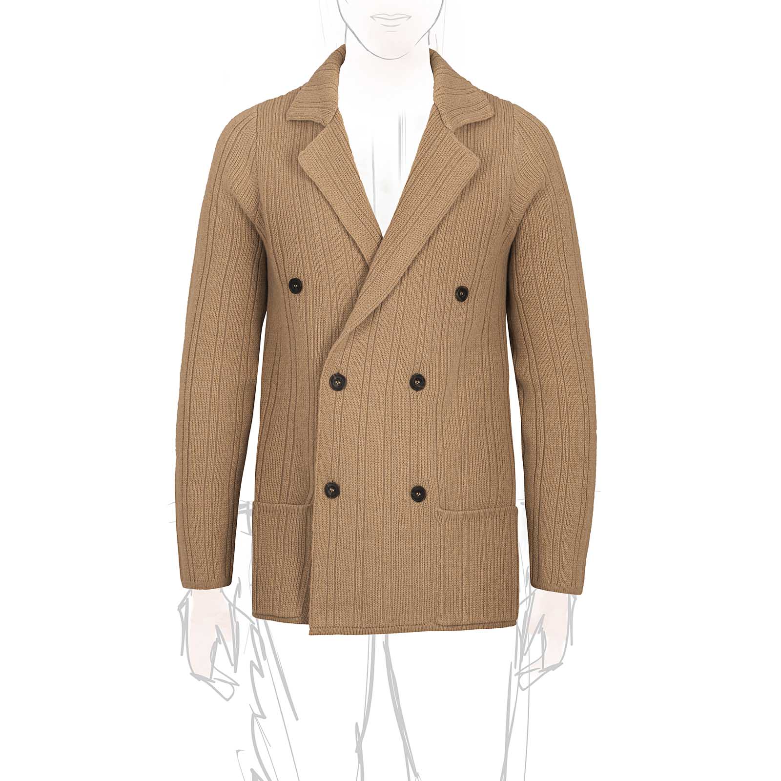 Rubinacci Cardigan doppio petto cashmere rhum