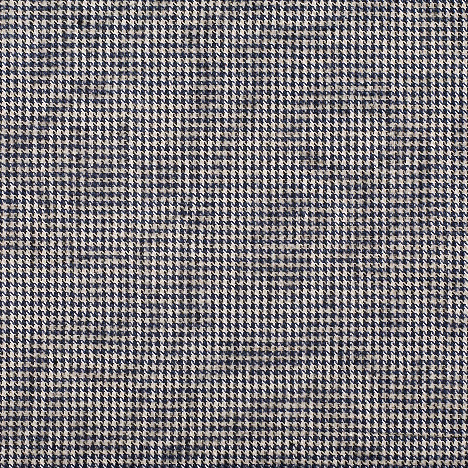 Italian Textured Houndstooth Print Cotton - Cream/Blue