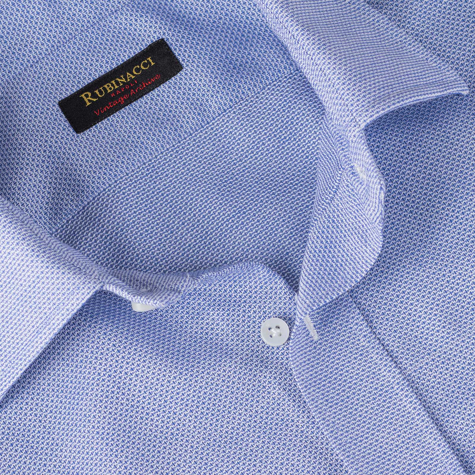 Mariano Rubinacci - Vintage archive white and blue linen shirt