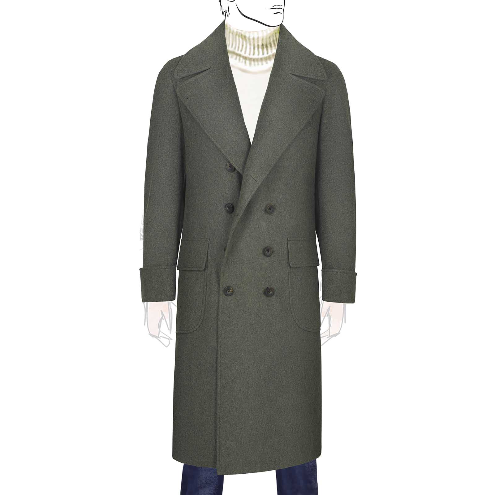 Mariano Rubinacci - Green cashmere ulster coat