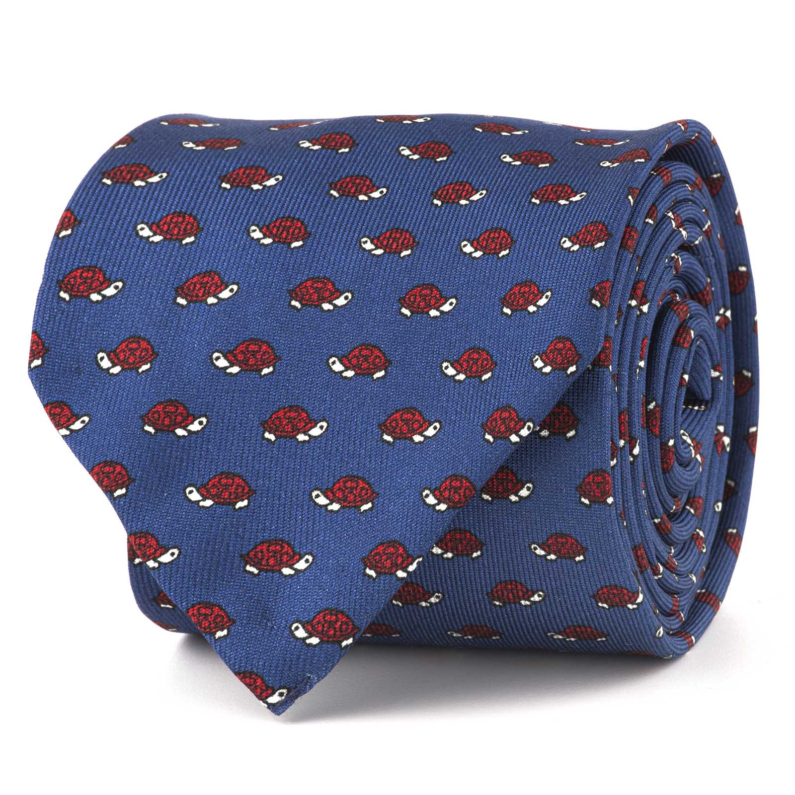 Mariano Rubinacci - Silk twill tie with red turtle print