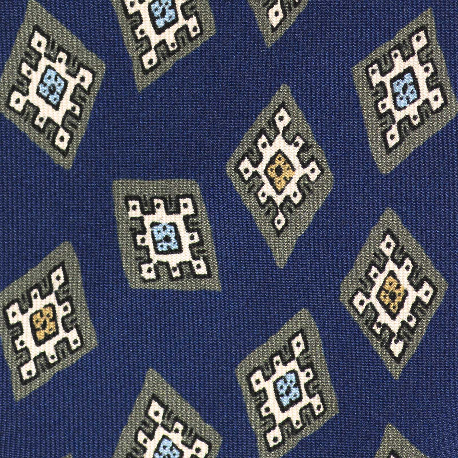 Mariano Rubinacci - Silk twill navy blue tie with geometric print