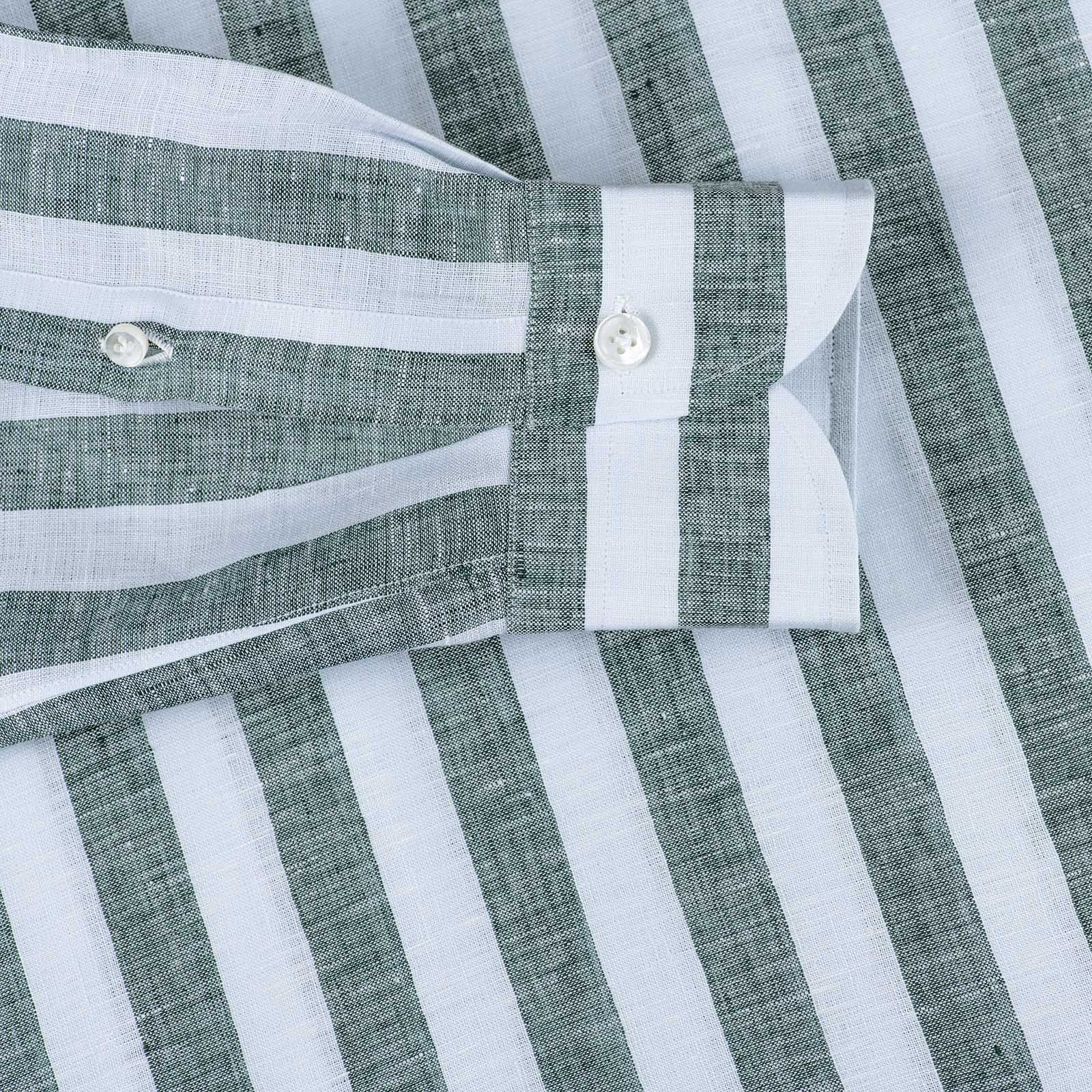 Mariano Rubinacci - Green striped linen polo shirt