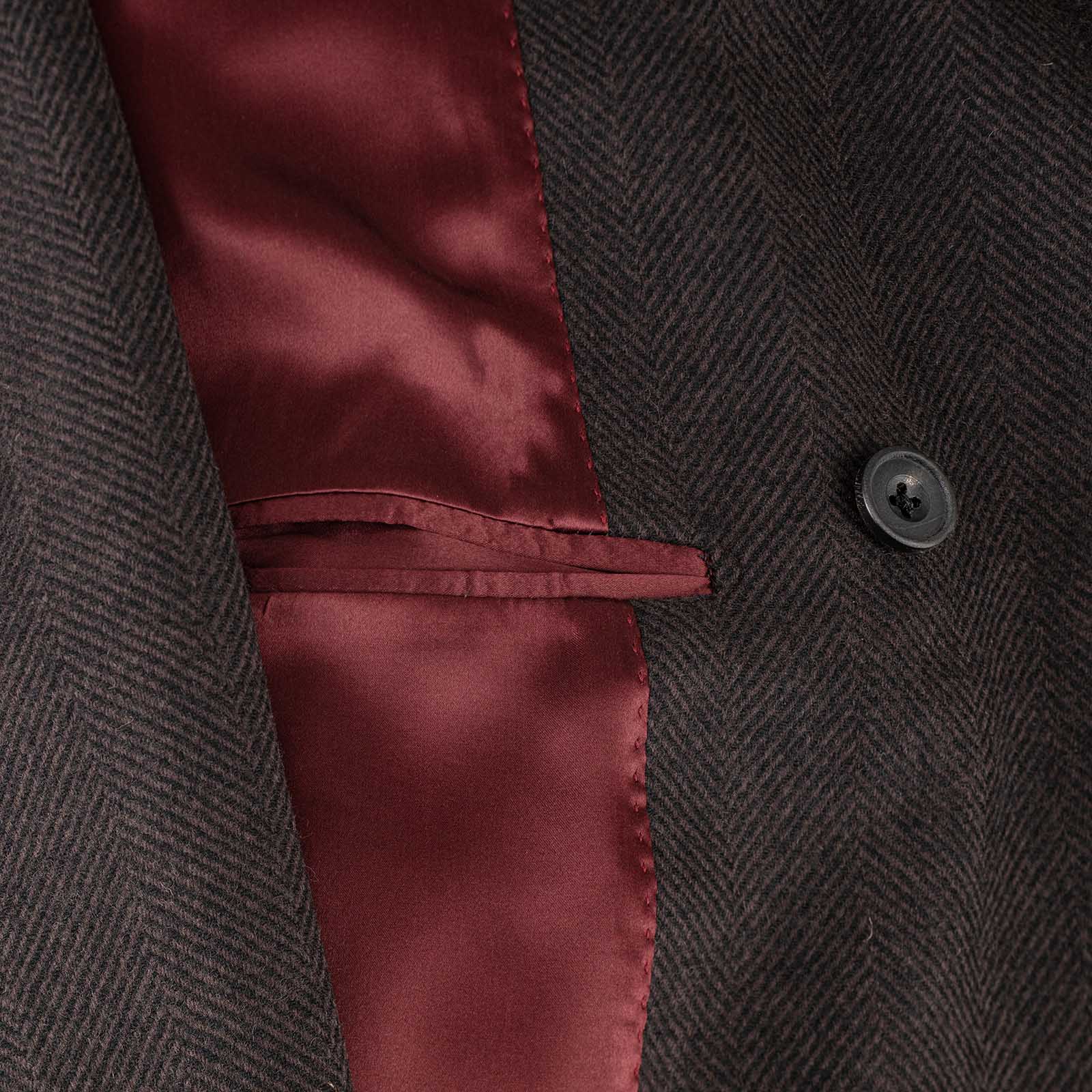 Mariano Rubinacci - Vintage archive brown wool herringbone Ulster coat